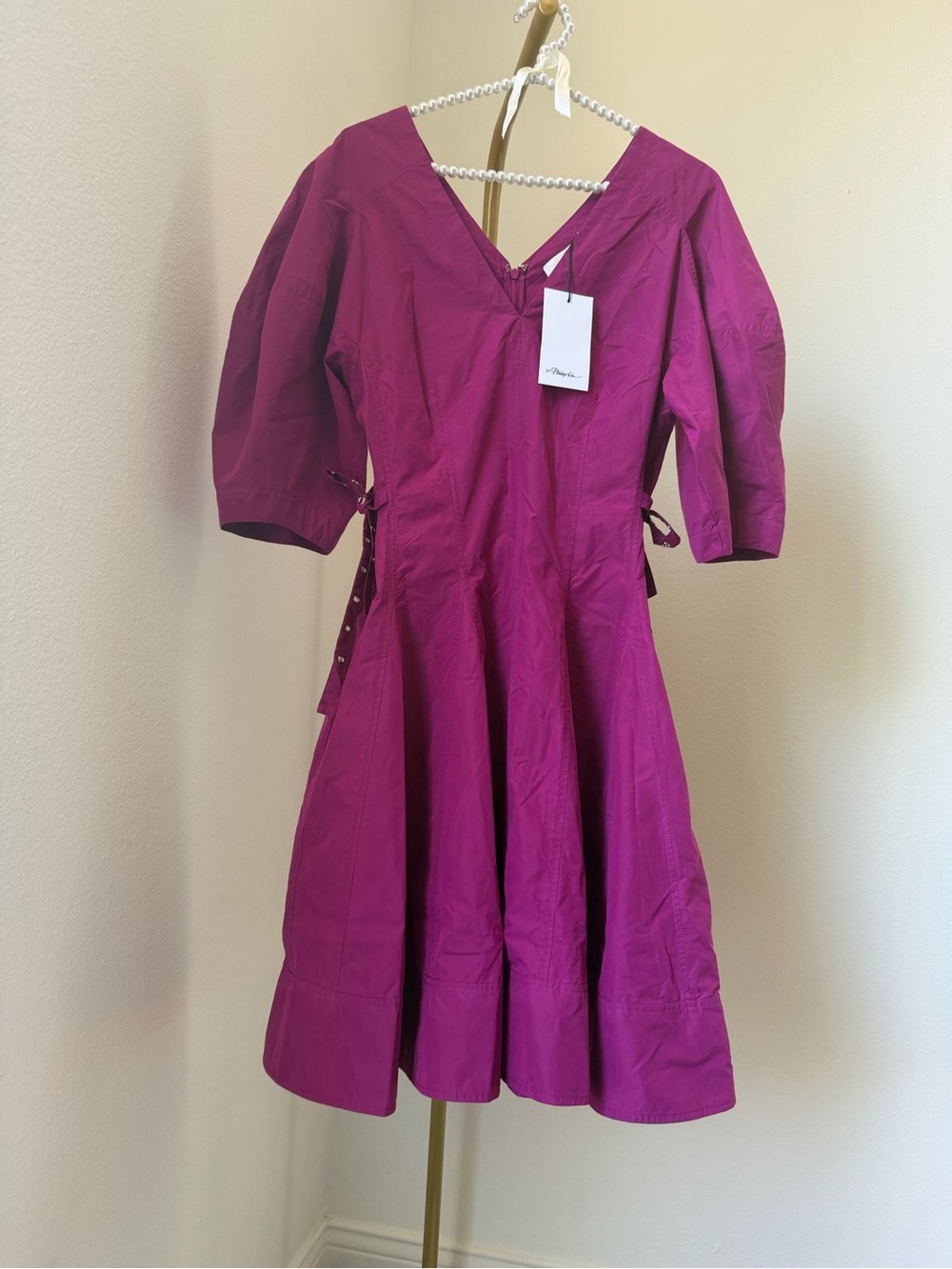 3.1 Phillip Lim Magenta Puff Sleeve Fit & Flare Dress NWT